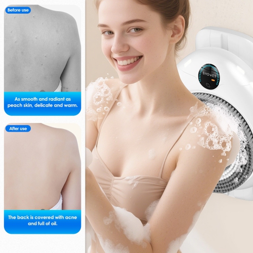 Wall Mounted Shower Back Scrubber With Smart Wall Mounted Exfoliating Brush 4 Replaceable Brush Heads For Shower Use