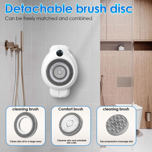 Wall Mounted Shower Back Scrubber With Smart Wall Mounted Exfoliating Brush 4 Replaceable Brush Heads For Shower Use