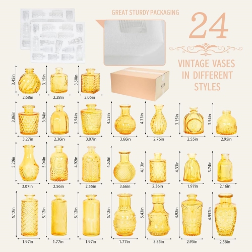 NIERBO Mini Bud Vases Set of 24 Wedding Centerpieces for Tables, Gold Bud Vases for Flowers, Small Flower Vases Suitable for Birthday, Anniversary,