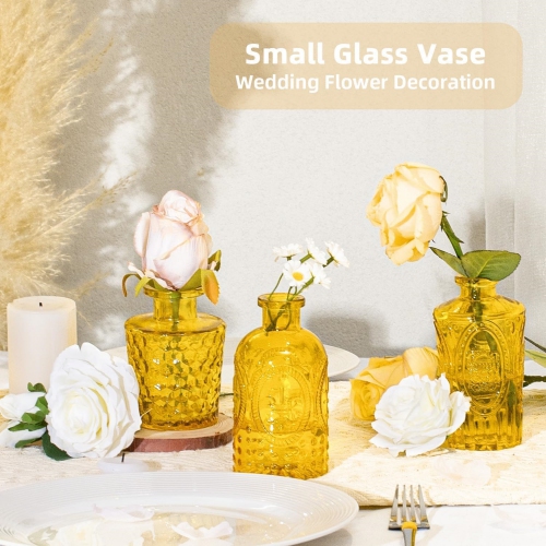NIERBO Mini Bud Vases Set of 24 Wedding Centerpieces for Tables, Gold Bud Vases for Flowers, Small Flower Vases Suitable for Birthday, Anniversary,