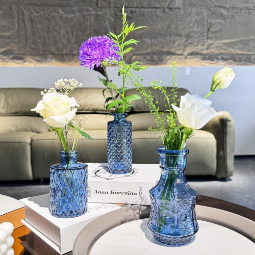 NIERBO Mini Bud Vases Set of 24 Wedding Centerpieces for Tables, Blue Bud Vases for Flowers, Small Flower Vases Suitable for Birthday, Anniversary,