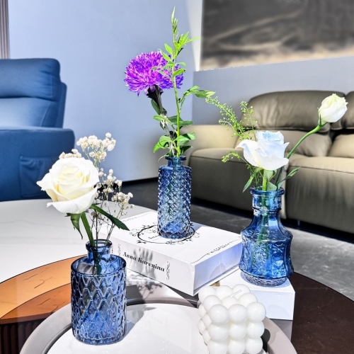 NIERBO Mini Bud Vases Set of 24 Wedding Centerpieces for Tables, Blue Bud Vases for Flowers, Small Flower Vases Suitable for Birthday, Anniversary,