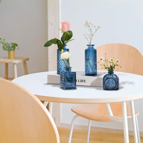 NIERBO Mini Bud Vases Set of 24 Wedding Centerpieces for Tables, Blue Bud Vases for Flowers, Small Flower Vases Suitable for Birthday, Anniversary,