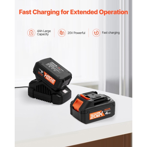 VEVOR 20V Brushless Cordless Hammer Drill, Lithium-Ion 1.1 Inch Rotary Hammer Driver, SDS-Plus Electric Power Tool Kit with Battery and Charger, 4