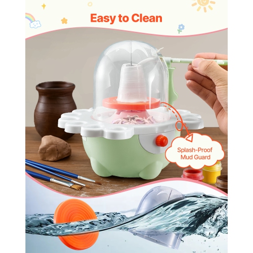 VEVOR Mini Pottery Wheel, 2 in and 3 in Turntables, Adjustable Speed, Electric Clay Wheel for Kids and Beginners, Complete Pottery Set with Clay
