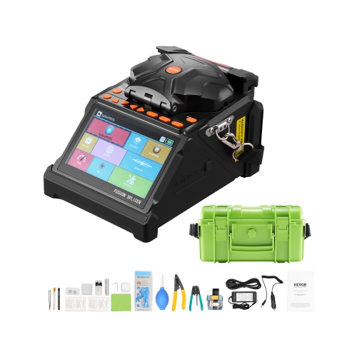 VEVOR 6 Motors Fiber Fusion Splicer, Core & Clad Alignment Fibers Optic Splicer with 6s Fast Splicing and 13s Heating, 5" LCD Screen, 3 in 1 Fiber
