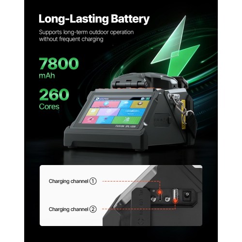 VEVOR 6 Motors Fiber Fusion Splicer, Core & Clad Alignment Fibers Optic Splicer with 6s Fast Splicing and 13s Heating, 5" LCD Screen, 3 in 1 Fiber