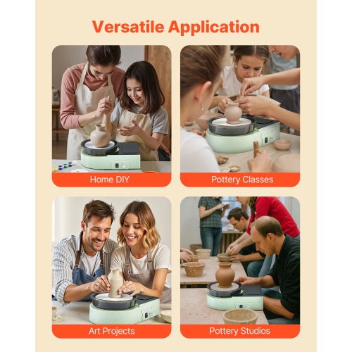 VEVOR Mini Pottery Wheel, 6 inch Turntable, Forward and Reverse Rotation, Adjustable Speed, Electric Clay Wheel for Kids and Adults, with Clay