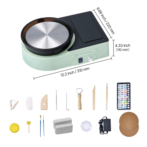 VEVOR Mini Pottery Wheel, 6 inch Turntable, Forward and Reverse Rotation, Adjustable Speed, Electric Clay Wheel for Kids and Adults, with Clay