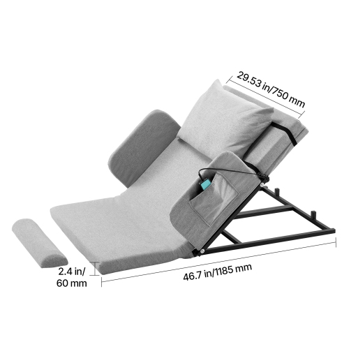 VEVOR 300 lbs Capacity Electric Lifting Backrest for Bed, 4-68° Adjustable Lifting Bed Backrest, with Guardrail Armrest & Storage Pouch, Machine