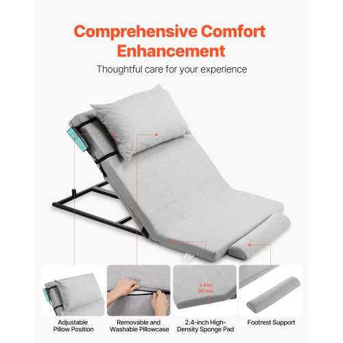 VEVOR 300 lbs Capacity Electric Lifting Backrest for Bed, 4-68° Adjustable Lifting Bed Backrest, with Headrest & Legrest, Machine Washable for