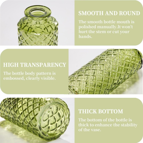 NIERBO Mini Bud Vases Set of 24 Wedding Centerpieces for Tables, Green Bud Vases for Flowers, Small Flower Vases Suitable for Birthday, Anniversary,