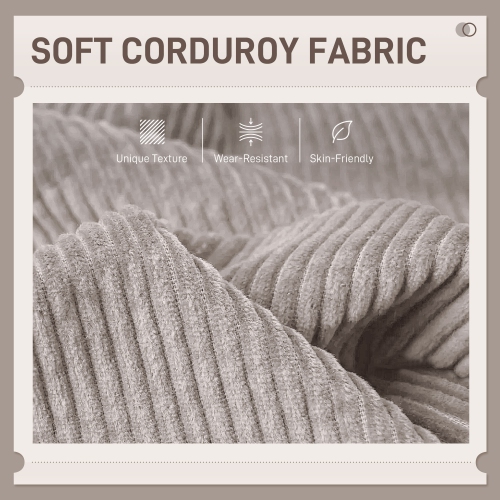 HOMCOM 3 Seater Sofa, 83" Modern Upholstered Corduroy Couch with Rubberwood Legs, Thick Padded for Living Room, Bedroom, Home Office, Light Grey