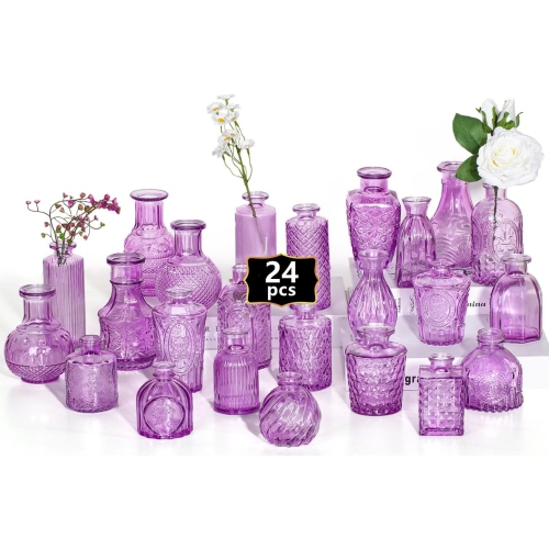 NIERBO  Mini Bud Vases Set Of 24 Wedding Centerpieces for Tables Bud Vases for Flowers, Small Flower Vases Suitable for Birthday, Anniversary