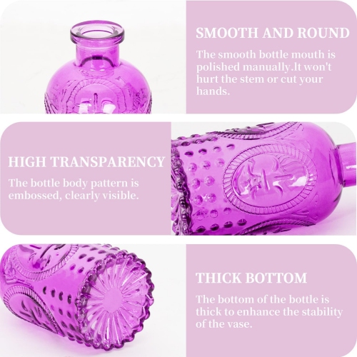 NIERBO Mini Bud Vases Set of 24 Wedding Centerpieces for Tables, Purple Bud Vases for Flowers, Small Flower Vases Suitable for Birthday, Anniversary,