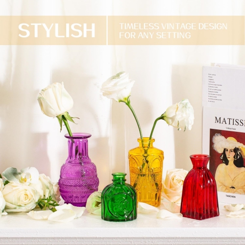 NIERBO Mini Bud Vases Set of 24 Wedding Centerpieces for Tables, Colorful Bud Vases for Flowers, Small Flower Vases Suitable for Birthday,