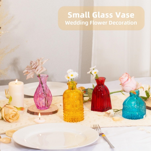 NIERBO Mini Bud Vases Set of 24 Wedding Centerpieces for Tables, Colorful Bud Vases for Flowers, Small Flower Vases Suitable for Birthday,