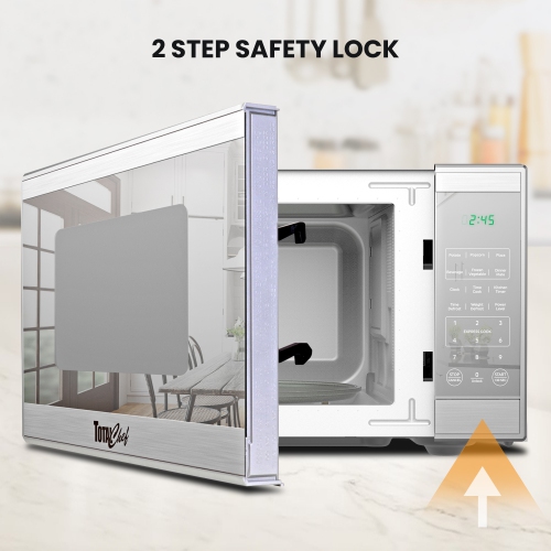 Total Chef Countertop Microwave Oven, 1100W, 1.3 Cu Ft, Digital Touch Controls, Stainless Steel