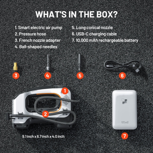 Litheli Portable Battery Powered Air Compressor, 150PSI Cordless Tire Inflator with 20V Rechargeable Battery, Digital Gauge for Car, Bike, Motorcycle