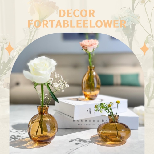 NIERBO 28 Pieces Mini Bud Vases Wedding Centerpieces for Tables, Amber Bud Vases for Flowers,Small Flower Vases for Birthday Party, Anniversary,