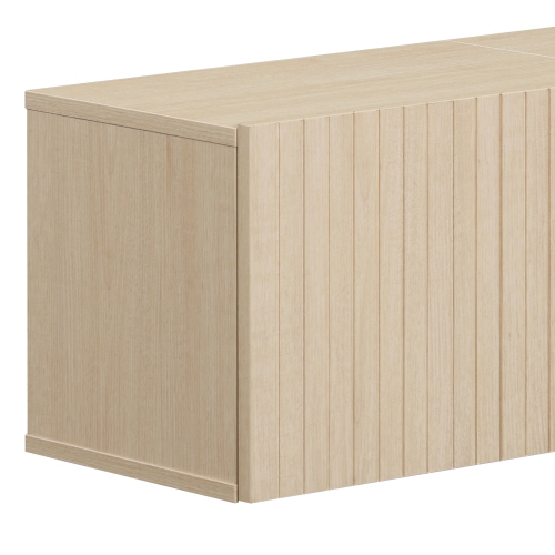 WAMPAT Large Modern Floating TV Shelf, Wall Mounted Media Entertainment Center with 3 Fluted Doors for TVs up to 80", Wood TV Storage Cabinet for