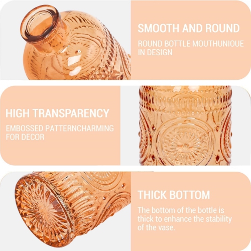 NIERBO 12 Pices Mini Bud Vases Wedding Centerpieces for Tables, Amber Bud Vases for Flowers, Small Flower Vases for Birthday Party, Anniversary,