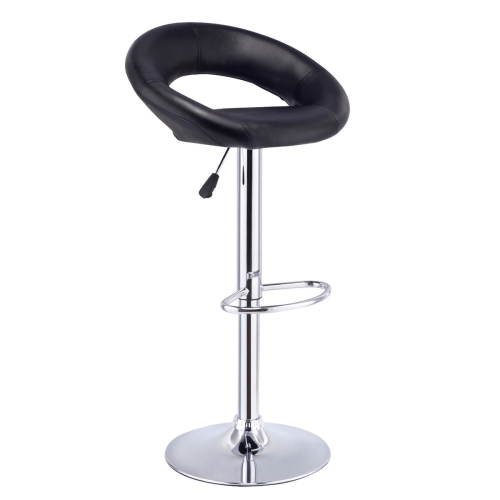 Gymax Adjustable PU Leather 2PC Bar Stools Black
