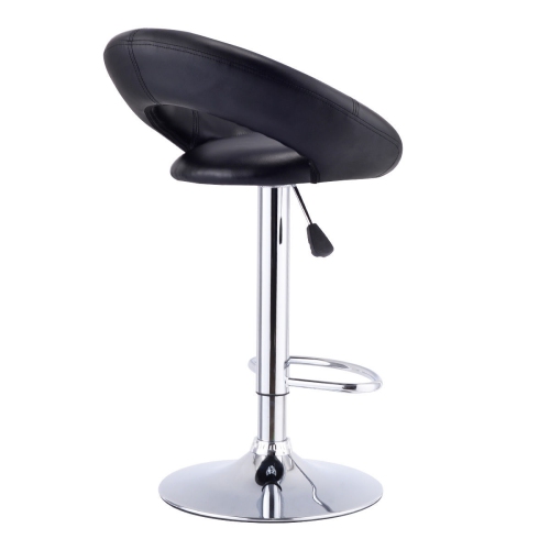 Gymax Adjustable PU Leather 2PC Bar Stools Black