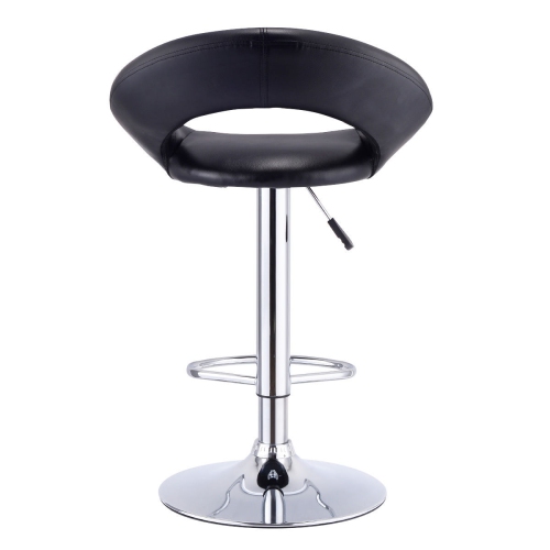 Gymax Adjustable PU Leather 2PC Bar Stools Black