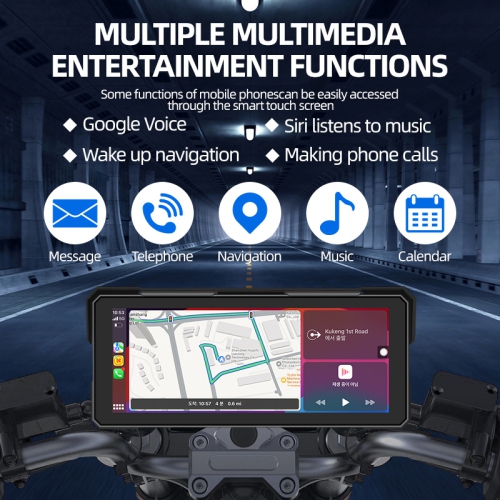 Caméra d'enregistreur de conduite Wi-Fi ultra-nette CarPlay sans fil de 8,1 pouces pour motocyclette et navigation cyclable