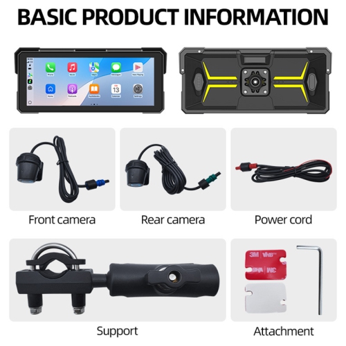 Caméra d'enregistreur de conduite Wi-Fi ultra-nette CarPlay sans fil de 8,1 pouces pour motocyclette et navigation cyclable