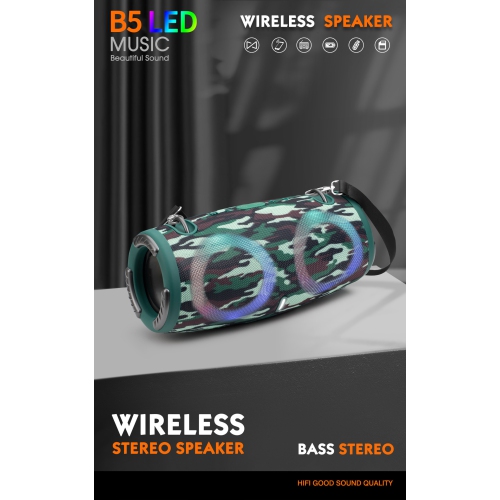 Haut-parleur Bluetooth MINI-XTREME3RGB War Drum 3ᵉ Generation, carte enfichable, h.-p. ext. Graves, batterie portative intégrée - Camouflage