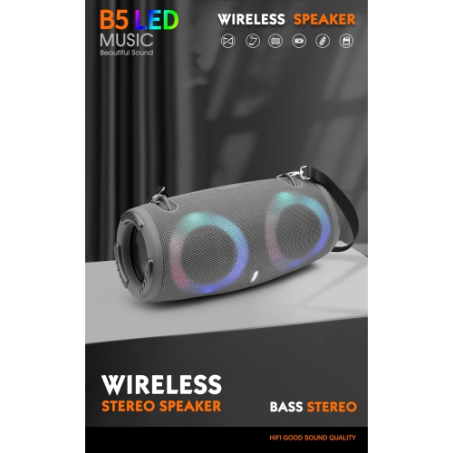 MINI-XTREME3RGB War Drum 3rd Generation Bluetooth Speaker with Plug-in Card and Subwoofer, Portable Built-in Battery - Gray