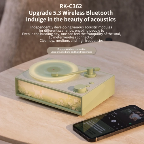 Rosemary Series Aromatherapy Vinyl Record Bluetooth Speaker, Light Painting, Night Light, Wireless Bluetooth Speaker, Rotating Diffuser, Stereo -