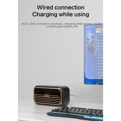 Bluetooth Speaker Card Radio Wireless Retro Portable Outdoor Portable Bluetooth Speaker Wireless Music Speaker with Call Portable Speaker - Black