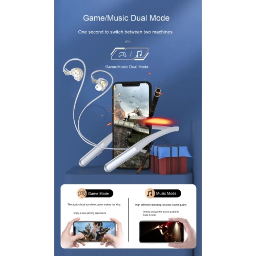 HiFi-level sound quality around-ear noise-canceling headphones with heavy bass and neck-hanging Bluetooth headphones for running and sports with long