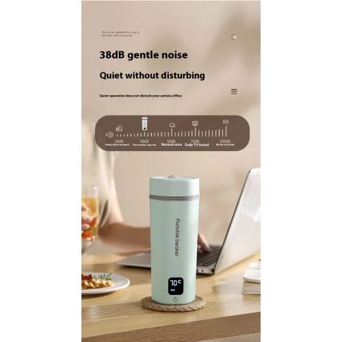 Portable Electric Thermos, Digital Portable Travel Water Bottle, Fast Heating Water Bottle - Green - Intelligent Six-Level Temperature Control -