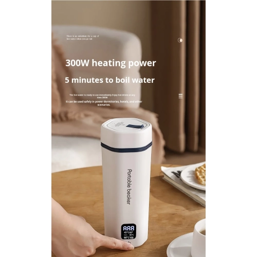 Portable Electric Thermos, Digital Portable Travel Water Bottle, Fast Heating Water Bottle - Green - Intelligent Six-Level Temperature Control -