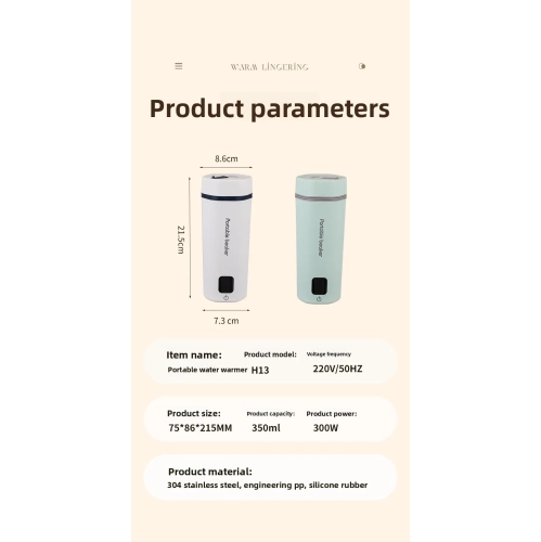 Portable Electric Thermos, Digital Portable Travel Water Bottle, Fast Heating Water Bottle - Green - Intelligent Six-Level Temperature Control -