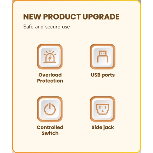 US standard power socket strip with overload protection, 110V-980U [white] US standard 2 meters - 9 sockets