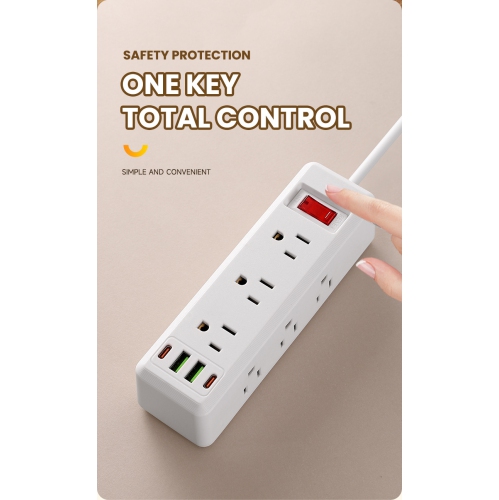 US standard power socket strip with overload protection, 110V-980U [white] US standard 2 meters - 9 sockets