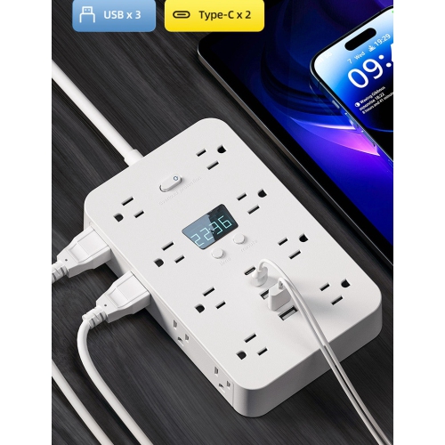 Prise de courant de style AMÉRICAIN avec protection contre les surcharges, adaptée aux États-Unis et au Canada, prise triangulaire 110&nbsp;V -