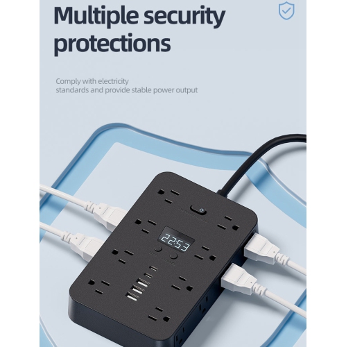 Prise de courant de style AMÉRICAIN avec protection contre les surcharges, adaptée aux États-Unis et au Canada, prise triangulaire 110&nbsp;V -