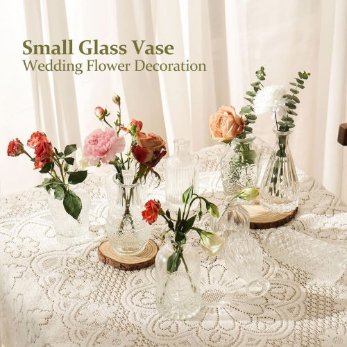 NIERBO 32 Pices Mini Bud Vases Wedding Centerpieces for Tables, Clear Bud Vases for Flowers, Small Flower Vases for Birthday Party, Anniversary,