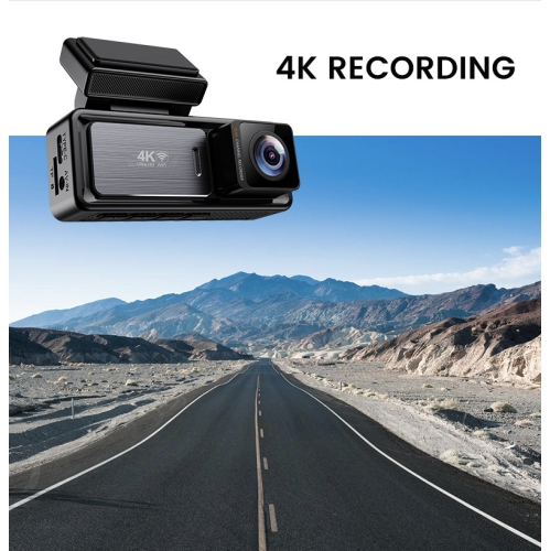 4K+1080p dual-camera dashcam, WiFi mobile connectivity, 3.2-inch screen, loop recording, G-sensor, front and rear video recording, HD wide-angle