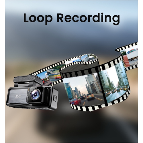 4K+1080p dual-camera dashcam, WiFi mobile connectivity, 3.2-inch screen, loop recording, G-sensor, front and rear video recording, HD wide-angle