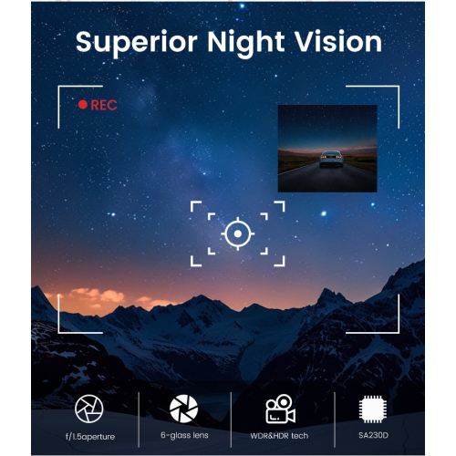 4K+2K front and rear dual-camera dashcam with 3-inch screen, WiFi mobile connectivity, GPS tracking, collision sensing, reverse image, DVR parking