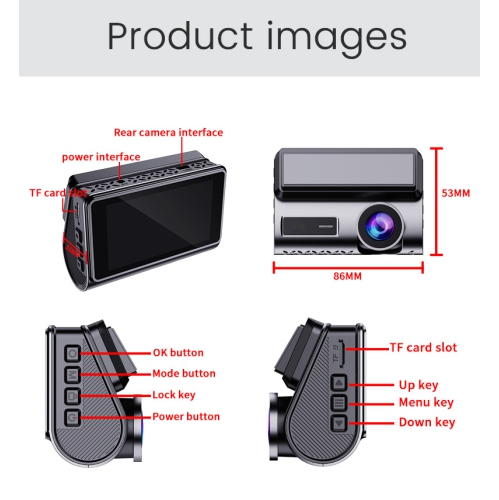 4K+2K front and rear dual-camera dashcam with 3-inch screen, WiFi mobile connectivity, GPS tracking, collision sensing, reverse image, DVR parking