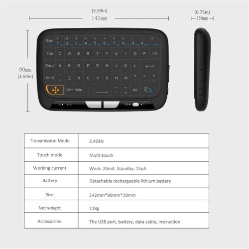 Mini wireless keyboard, 2.4GHzUSB connection using touch keyboard, portable keyboard