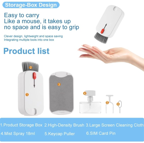 5 in 1 electronic cleaning brush, multi-function computer cleaning supplies screen keyboard cleaning brush, suitable for cleaning keyboards, TVs, etc.